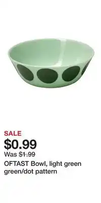 IKEA OFTAST Bowl, light green green/dot pattern offer