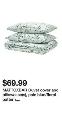 IKEA MATTOXBÄR Duvet cover and pillowcase(s), pale blue/floral pattern, King offer