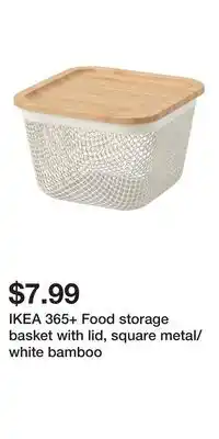 IKEA IKEA 365+ Food storage basket with lid, square metal/white bamboo offer
