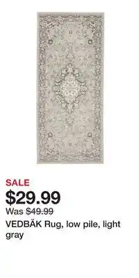 IKEA VEDBÄK Rug, low pile, light gray offer