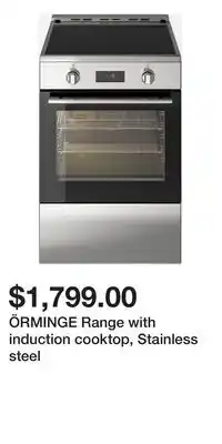 IKEA ÖRMINGE Range with induction cooktop, Stainless steel offer