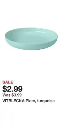 IKEA VITBLECKA Plate, turquoise offer