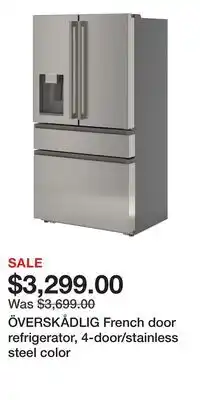 IKEA ÖVERSKÅDLIG French door refrigerator, 4-door/stainless steel color offer