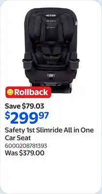 Walmart Safety 1st Slimride All in One Car Seat offer