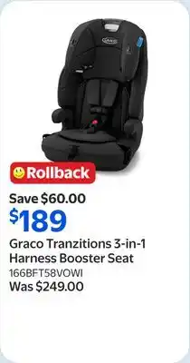 Walmart Graco Tranzitions 3-in-1 Harness Booster Seat offer