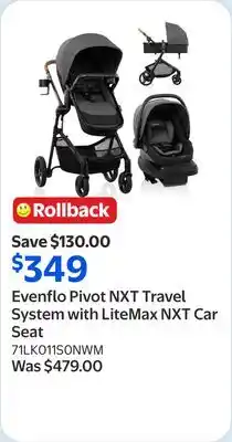 Walmart Evenflo Pivot NXT Travel System with LiteMax NXT Car Seat offer