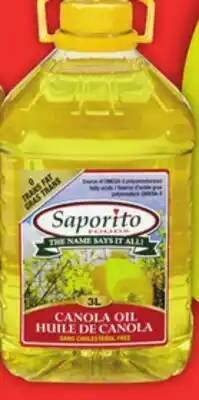 Food Basics SAPORITO VEGETABLE, CANOLA OR CORN OIL offer