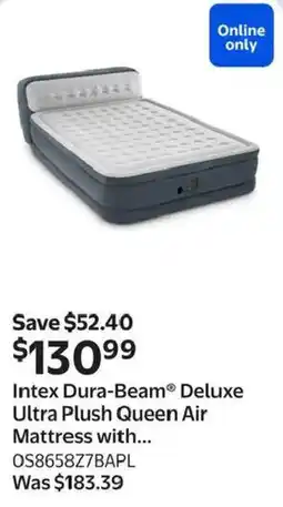 Walmart Intex Dura-Beam Deluxe Ultra Plush Queen Air Mattress with... offer