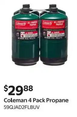 Walmart Coleman 4 Pack Propane offer