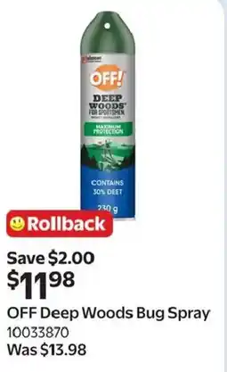 Walmart OFF Deep Woods Bug Spray offer