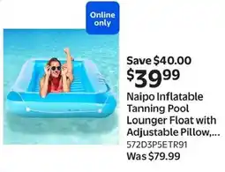 Walmart Naipo Inflatable Tanning Pool Lounger Float with Adjustable Pillow,... offer