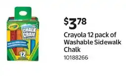 Walmart Crayola 12 pack of Washable Sidewalk Chalk offer