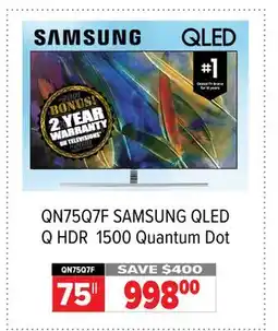 2001 Audio Video QN75Q7F SAMSUNG QLED Q HDR 1500 Quantum Dot offer