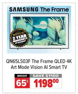 2001 Audio Video QN65LS03F Samsung The Frame QLED 4K Art Mode Vision Al Smart TV offer