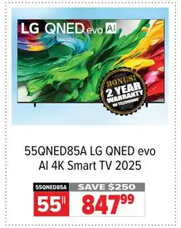 2001 Audio Video 55QNED85A 55 LG QNED evo AI 4K Smart TV 2025 offer