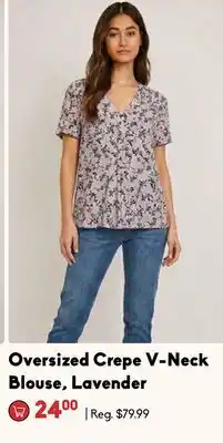 Sheridan Nurseries Oversized Crepe V-Neck Blouse, Lavender offer