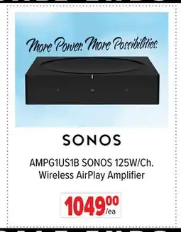 2001 Audio Video AMPG1US1B SONOS 125W/Ch. Wireless AirPlay Amplifier offer