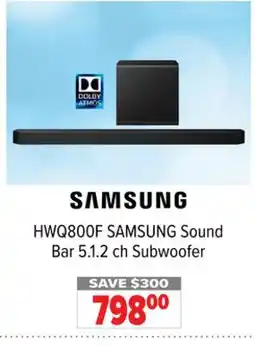 2001 Audio Video HWQ800F SAMSUNG Sound Bar 5.1.2 ch Subwoofer offer