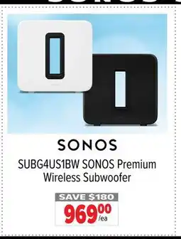 2001 Audio Video SUBG4US1BW SONOS Premium Wireless Subwoofer offer