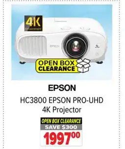 2001 Audio Video HC3800 EPSON PRO-UHD 4K Projector offer