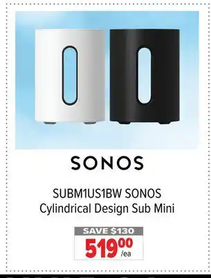 2001 Audio Video SUBM1US1BW SONOS Cylindrical Design Sub Mini offer