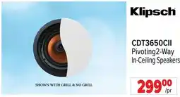 2001 Audio Video Klipsch CDT3650CII Pivoting2-Way In-Ceiling Speakers offer