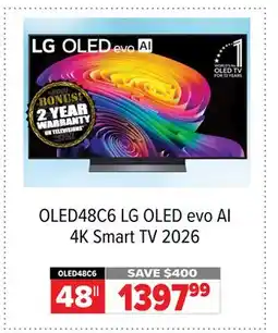2001 Audio Video OLED48C6 LG OLED evo Al 4K Smart TV 2026 offer