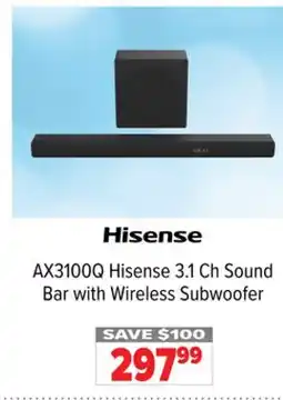 2001 Audio Video AX3100Q 3.1 Ch Sound Bar with Wireless Subwoofer offer