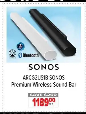2001 Audio Video ARCG2US1B SONOS Premium Wireless Sound Bar offer