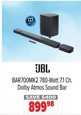 2001 Audio Video BAR700MK2 780-Watt 7.1 Ch. Dolby Atmos Sound Bar offer