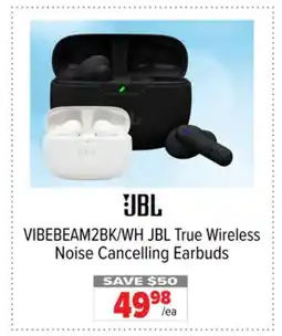 2001 Audio Video VIBEBEAM2BK/WH JBL True Wireless Noise Cancelling Earbuds offer