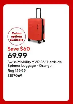 Staples Swiss Mobility YVR 26 Hardside Spinner Luggage - Orange offer