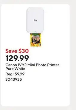 Staples Canon IVY2 Mini Photo Printer - Pure White offer