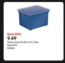 Staples Heavy-Duty File Box, 34 L, Blue offer