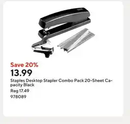 Staples Staples Desktop Stapler Combo Pack 20-Sheet Capacity Black offer
