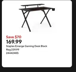 Staples Staples Emerge Gaming Desk Black offer