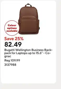 Staples Bugatti Wellington Business Backpack for Laptops up to 15.6 - Cognac offer
