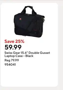 Staples Swiss Gear 15.6 Double Gusset Laptop Case - Black offer