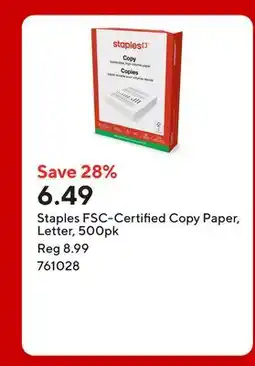 Staples Staples FSC-Certified Copy Paper, Letter offer