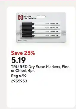 Staples TRU RED Dry Erase Markers, Fine or Chisel offer