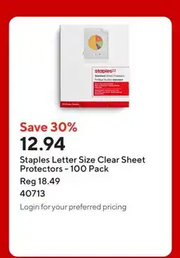 Staples Staples Letter Size Clear Sheet Protectors offer