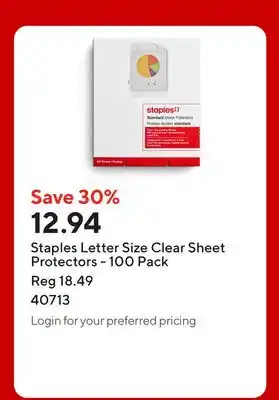 Staples Staples Letter Size Clear Sheet Protectors offer