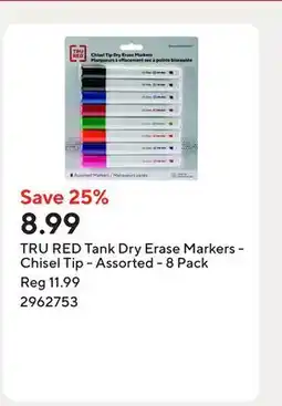 Staples TRU RED Tank Dry Erase Markers - Chisel Tip - Assorted offer