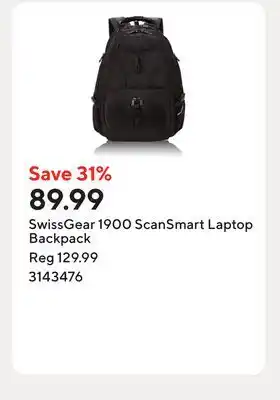 Staples SwissGear 1900 ScanSmart Laptop Backpack offer