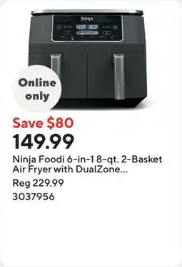 Staples Ninja Foodi 6-in-1 8-qt. 2-Basket Air Fryer with DualZone Technology - Black offer