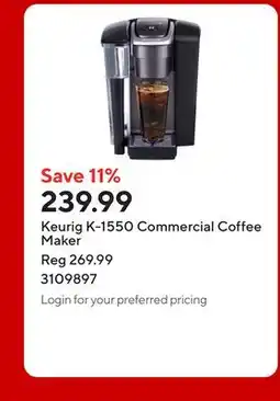 Staples Keurig K-1550 Commercial Coffee Maker offer