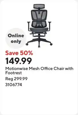 Staples Motionwise Mesh Office Chair with Footrest offer