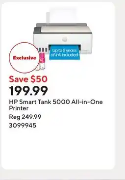 Staples HP Smart Tank 5000 All-in-One Printer offer