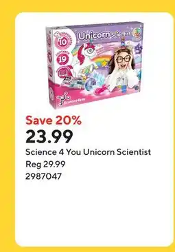 Staples Science 4 You Unicorn Scientist offer