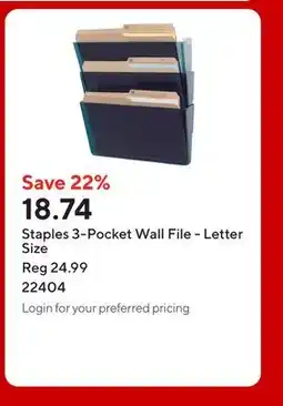 Staples Staples 3-Pocket Wall File - Letter Size offer